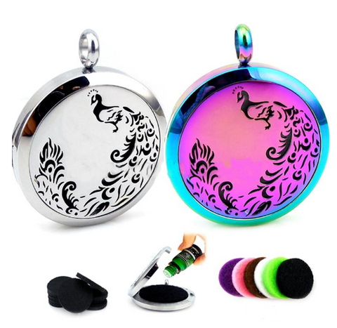 Diffuser Locket Necklace Peacock