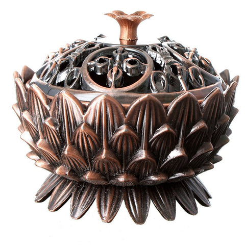 Copper Lotus Incense Burner