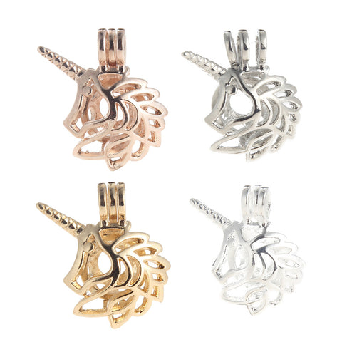 Unicorn Stones Beads Cage Pendant